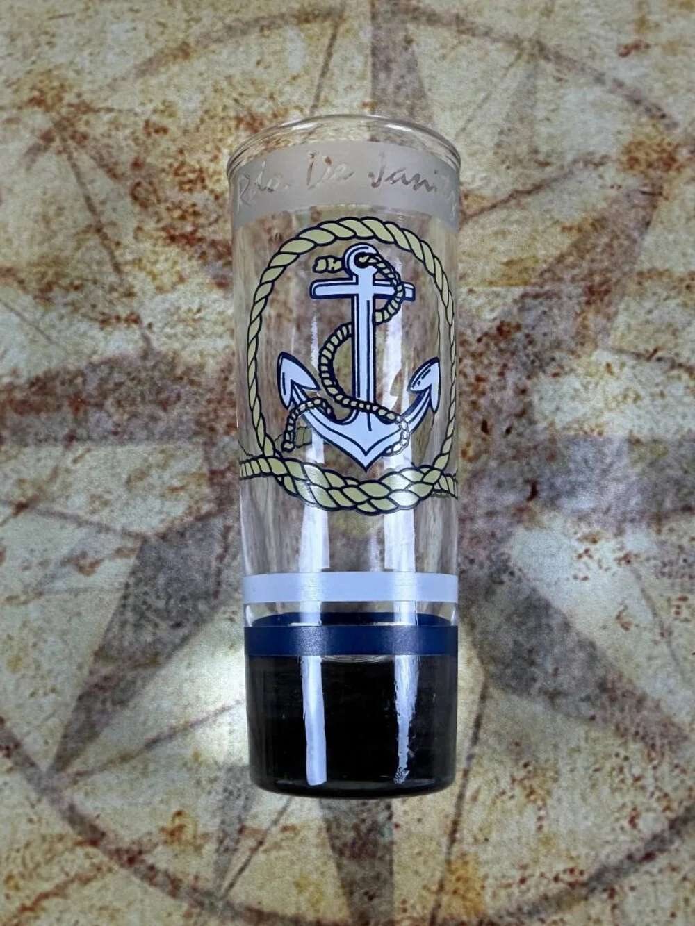 Rio de Janeiro Anchor Shot Glass | Vintage Brazil Souvenir Glassware